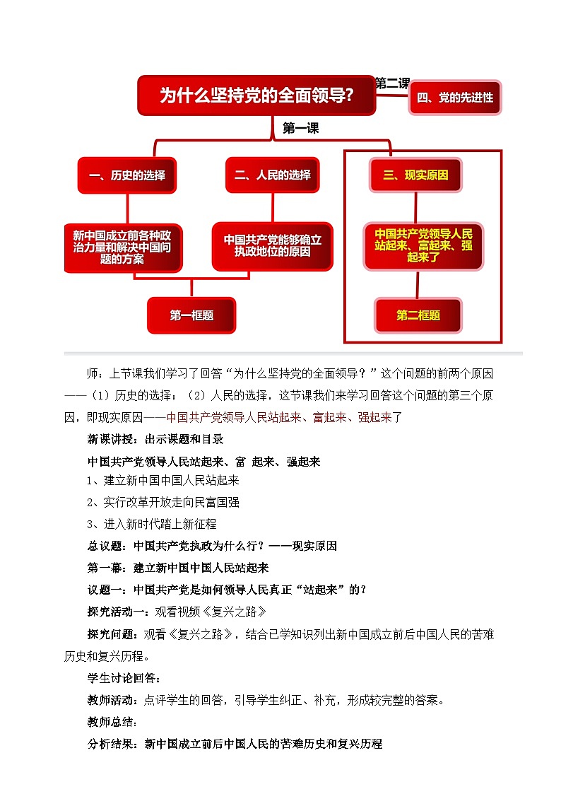 高中政治（统编版）必修3 1.2中国共产党领导人站起来、富起来、强起来 教学设计02