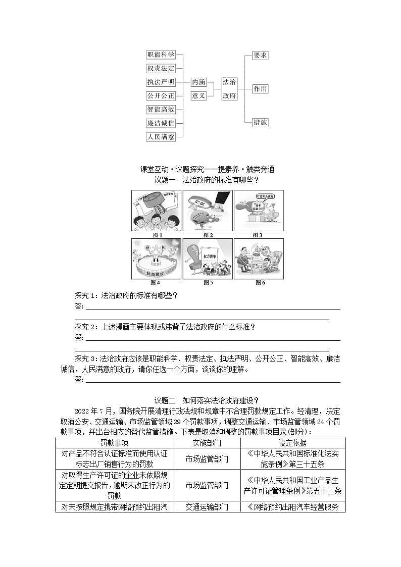新教材2023版高中政治第三单元全面依法治国第八课法治中国建设课时2法治政府学案部编版必修303