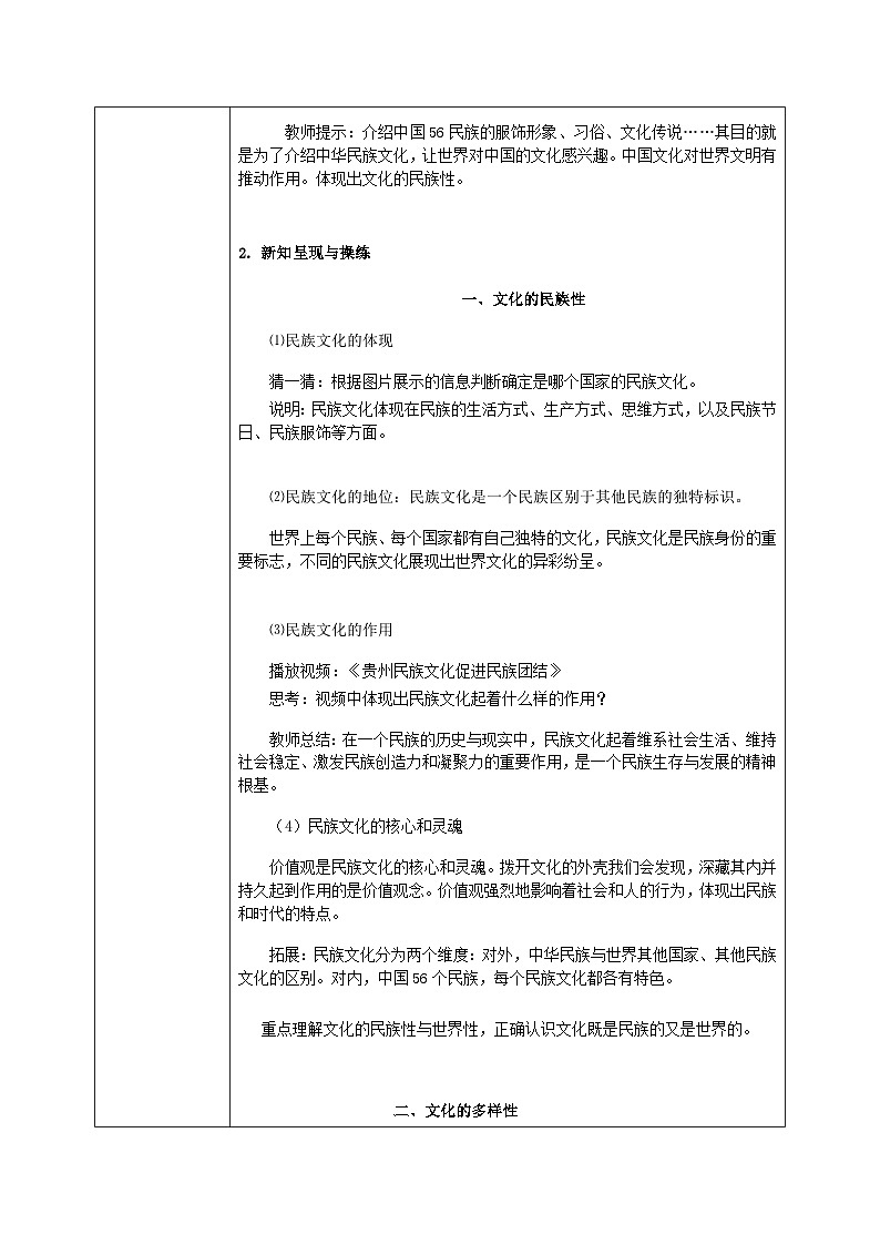 【核心素养目标】新教材必修四《哲学与文化》8.1文化的民族性与多样性  课件+教案+练习题（答案）02