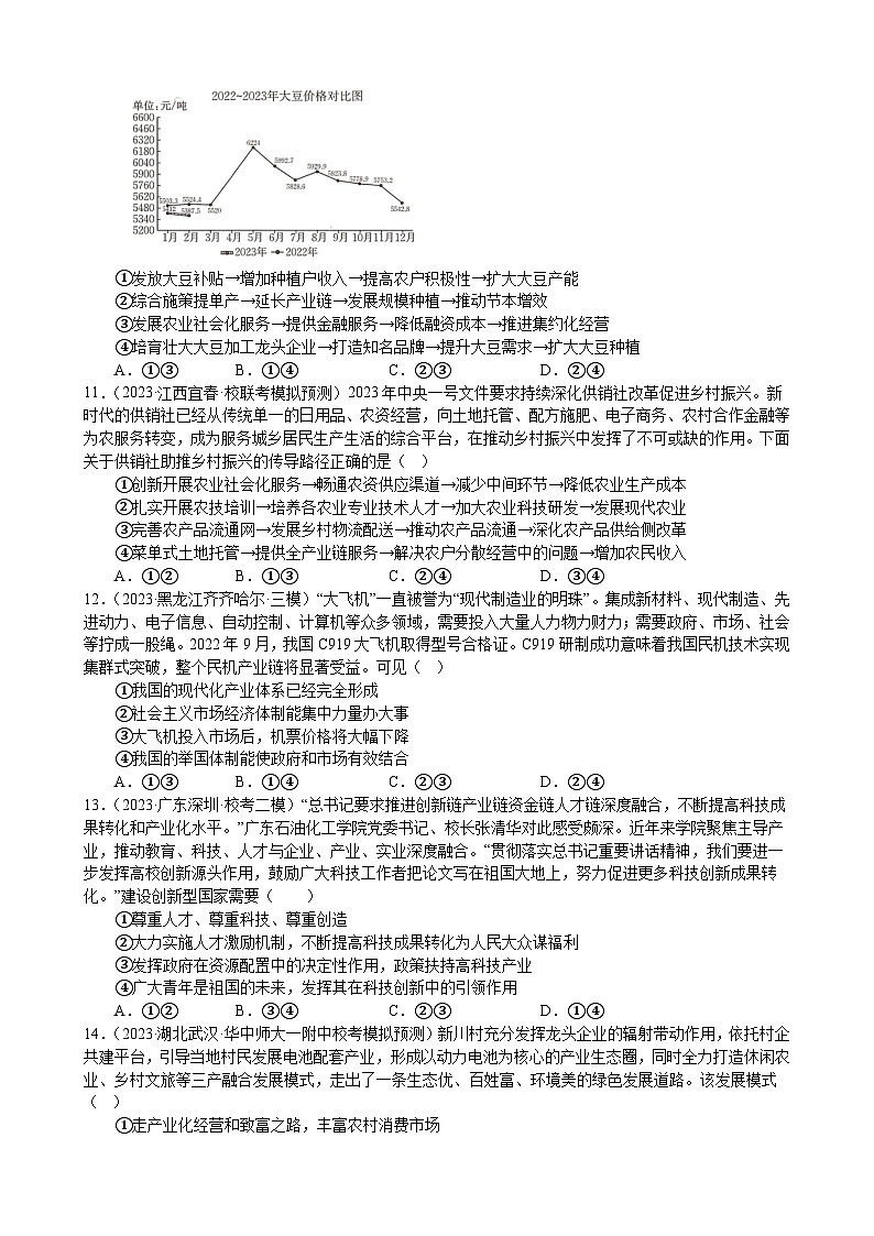 课时训练7 我国的经济发展-2024届高考政治一轮复习统编版必修二经济与社会03