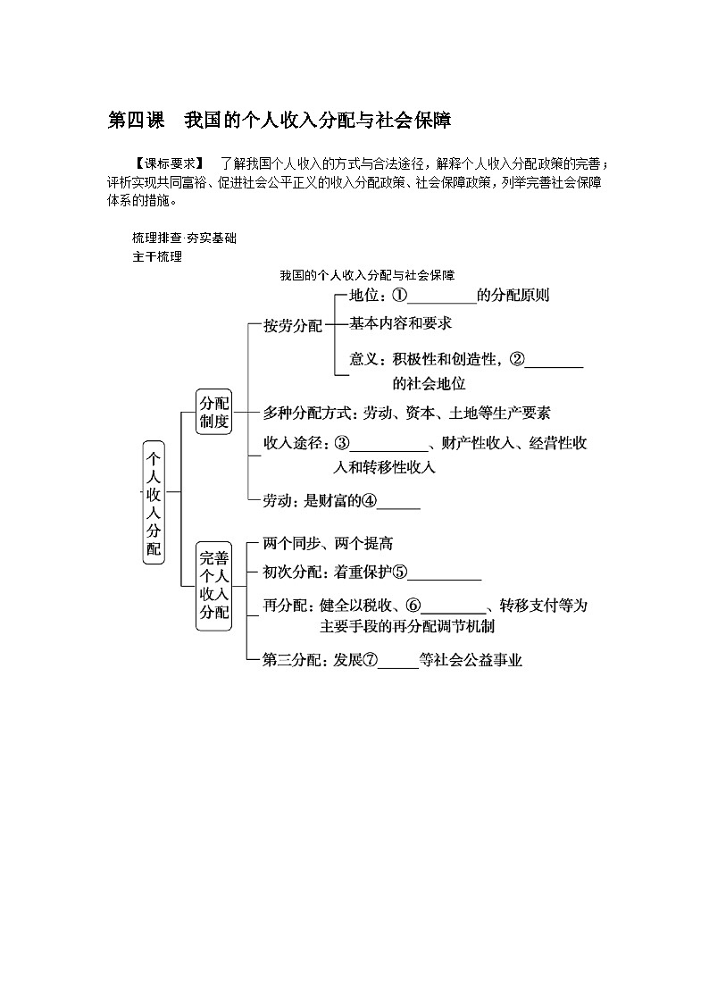 第四课　我国的个人收入分配与社会保障 学案（含解析）2024届高考政治一轮复习第1页