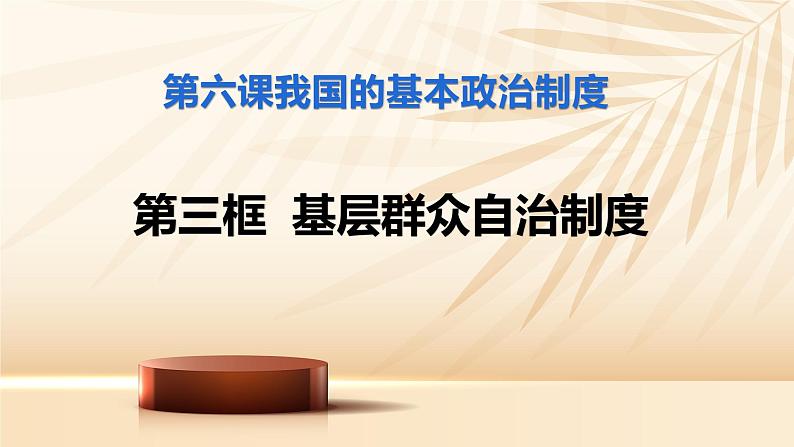 6.3基层群众自治制度课件-2022-2023学年高中政治统编版必修三政治与法治01