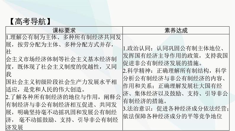 2024年高考思想政治一轮复习必修2第一单元第一课我国的生产资料所有制课件第2页