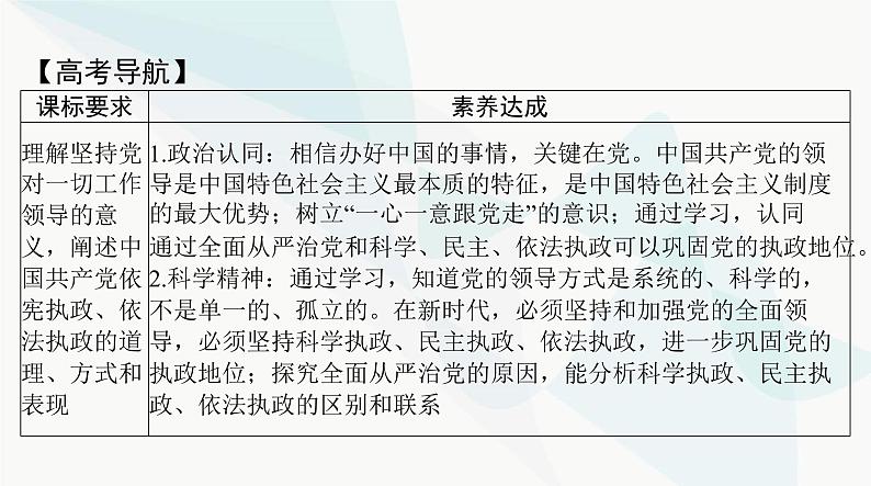 2024年高考思想政治一轮复习必修3第一单元第三课坚持和加强党的全面领导课件02