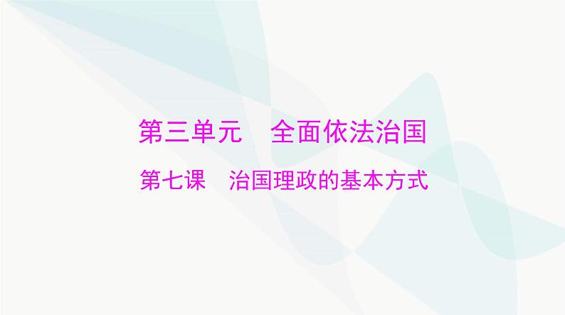 2024年高考思想政治一轮复习必修3第三单元第七课治国理政的基本方式课件01