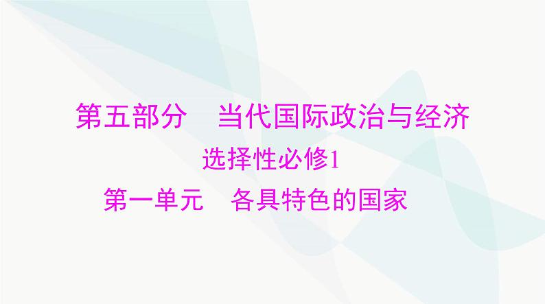 2024年高考思想政治一轮复习选择性必修1第一单元各具特色的国家课件第1页