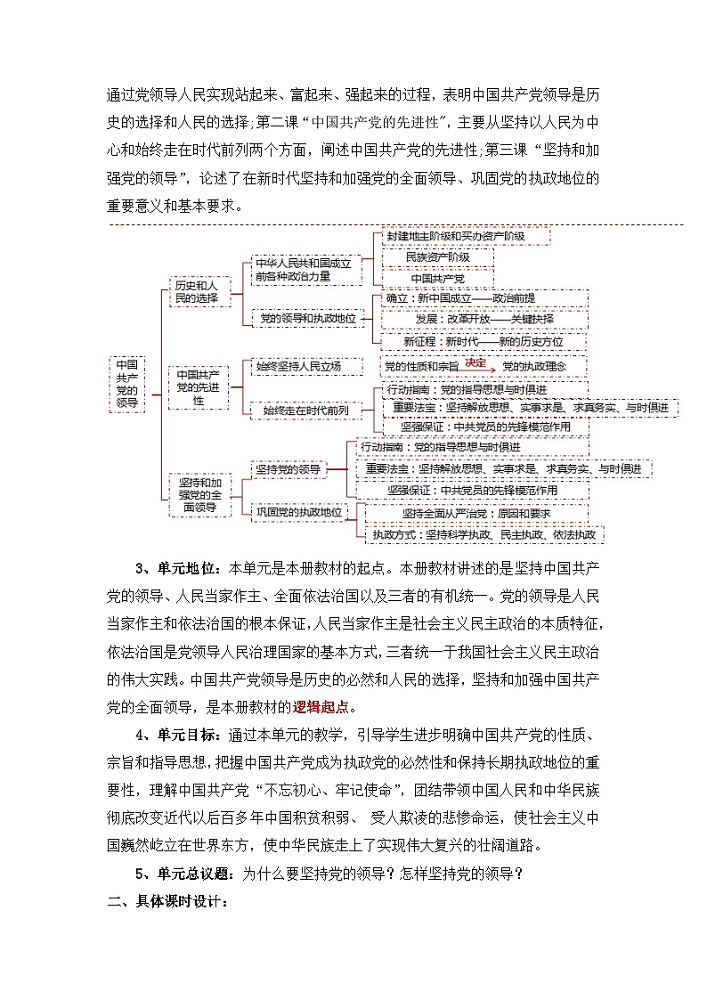 【大单元】第1单元 中国共产党的领导 单元教学设计02