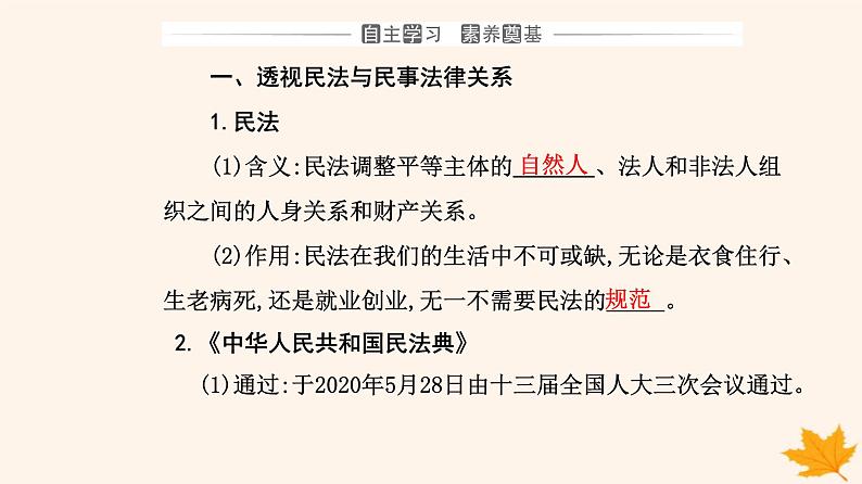 新教材2023高中政治第一单元民事权利与义务第一课在生活中学民法用民法第一框认真对待民事权利与义务课件部编版选择性必修203