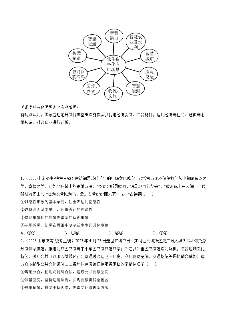 高考政治真题分项汇编 3年（2021-2023）（山东专用）专题16 辩证思维与创新思维02