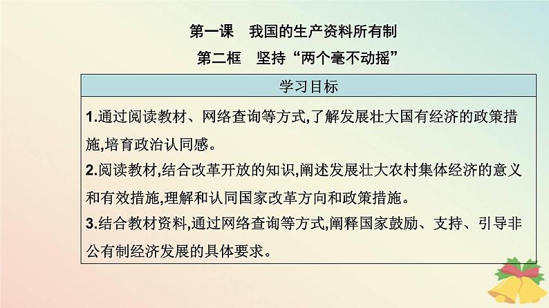 新教材2023高中政治第一单元生产资料所有制与经济体制第一课我国的生产资料所有制第二框坚持“两个毫不动摇”课件部编版必修202