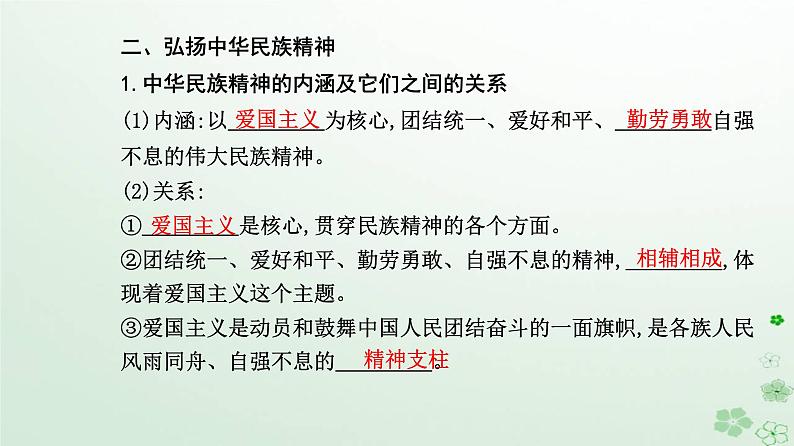 新教材2023高中政治第三单元文化传承与文化创新第七课继承发展中华优秀传统文化第三框弘扬中华优秀传统文化与民族精神课件部编版必修4第5页