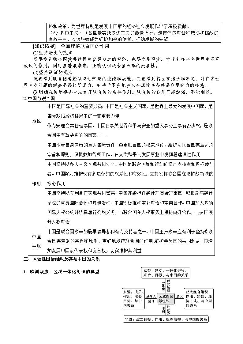 【单元检测】统编版高中政治选修第一册--第四单元 国际组织 复习学案第3页