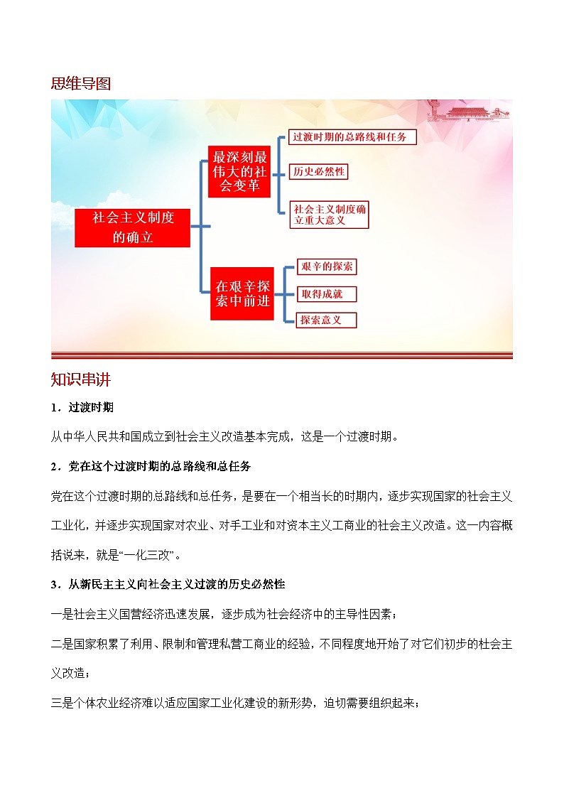 【同步讲义】统编版高中政治必修一：2.2 社会主义制度在中国的确立 讲义02