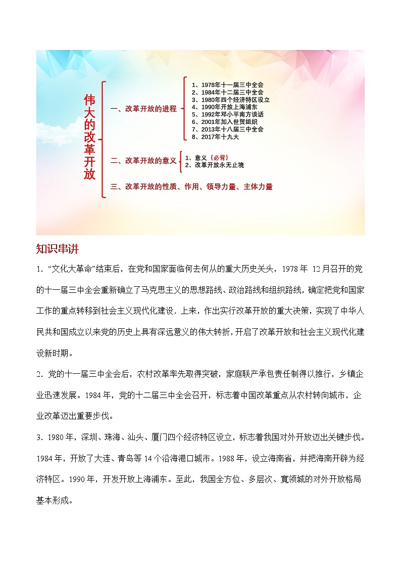 【同步讲义】统编版高中政治必修一：3.1 伟大的改革开放 讲义02