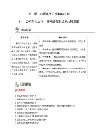 高中政治 (道德与法治)人教统编版必修2 经济与社会第一单元 生产资料所有制与经济体制第一课 我国的生产资料所有制公有制为主体 多种所有制经济共同发展精品课后练习题