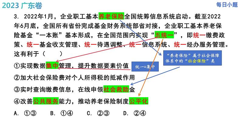 2023年广东省高考政治试题选择题讲解 课件-2024届高考政治一轮复习04