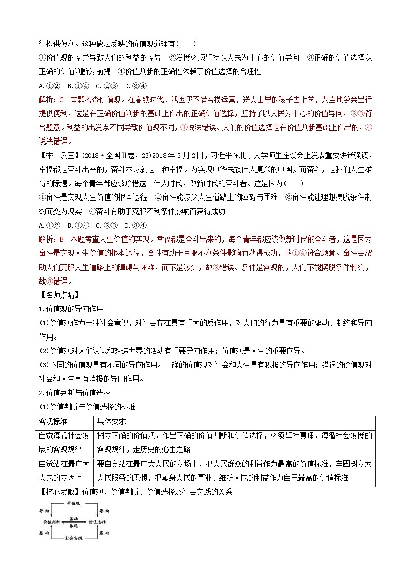 高考政治二轮复习专题12唯物史观人生观与价值观 含解析第3页