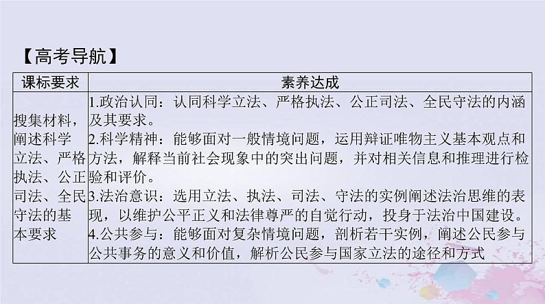 2024届高考政治一轮总复习第三部分必修3第三单元第九课全面推进依法治国的基本要求课件02