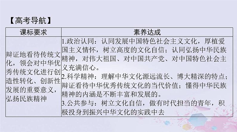 2024届高考政治一轮总复习第四部分必修4第三单元第七课继承发展中华优秀传统文化课件02