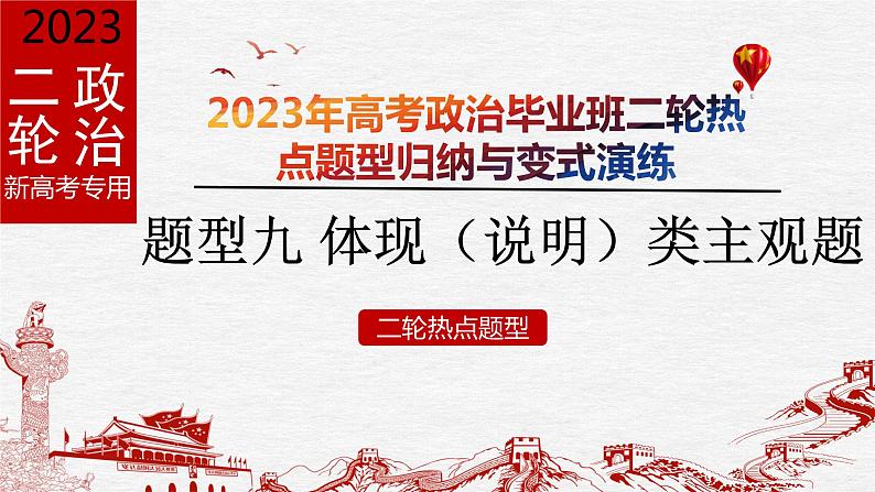 题型九 体现（说明）类主观题【精讲】-2023年高考政治毕业班二轮热点题型归纳与变式演练（新高考专用）课件PPT01