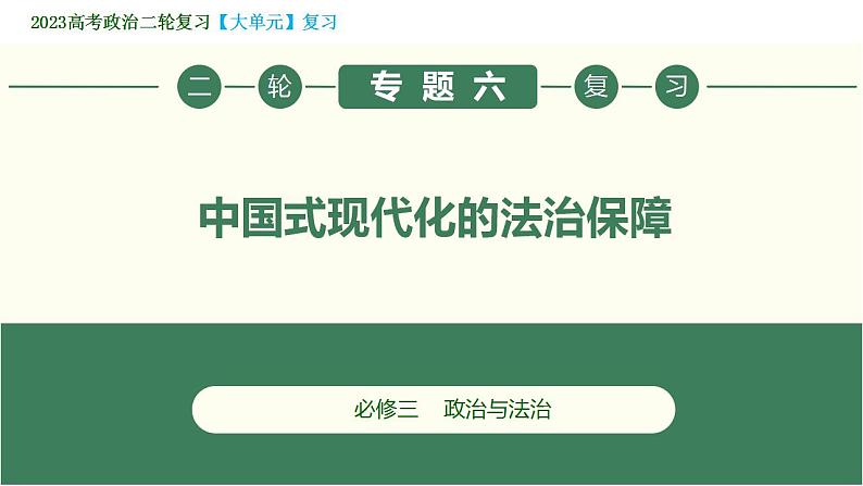 专题06 中国式现代化的法治保障（精讲课件）-【高效备考】2023年高考政治二轮专题复习精讲课件模拟专练（新教材）第1页