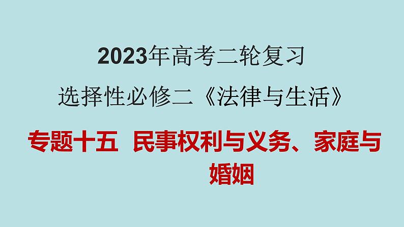 专题15 民事权利与义务、家庭与婚姻（精讲课件）-【高频考点解密】2023年高考政治二轮复习课件+分层训练（新高考专用）01