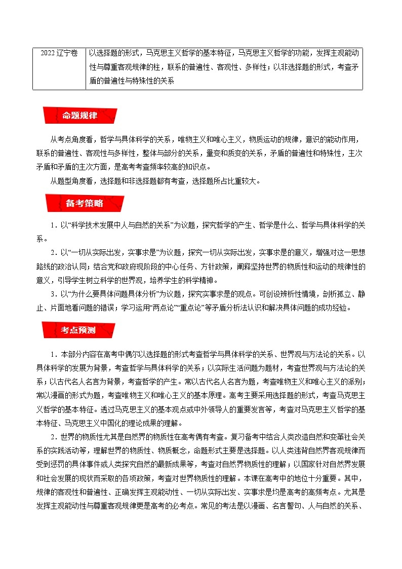 重难点10 探索世界与把握规律-2023年高考政治【热点·重点·难点】专练（新教材新高考）（原卷版）02