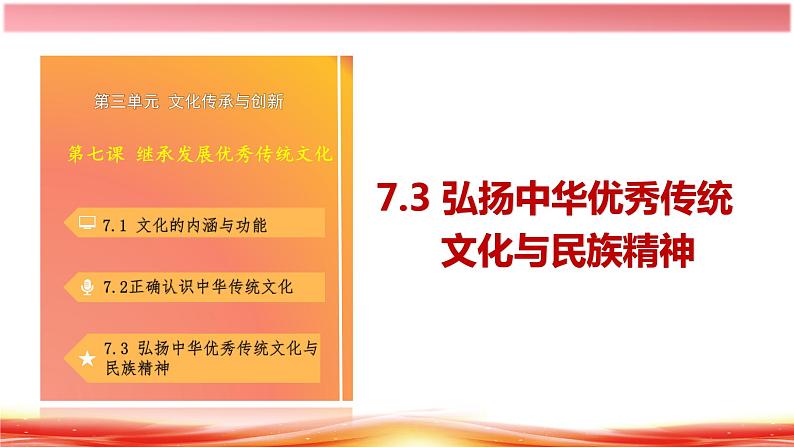 7.3 弘扬中华优秀传统文化与民族精神 高二政治（统编版必修4）课件PPT第2页