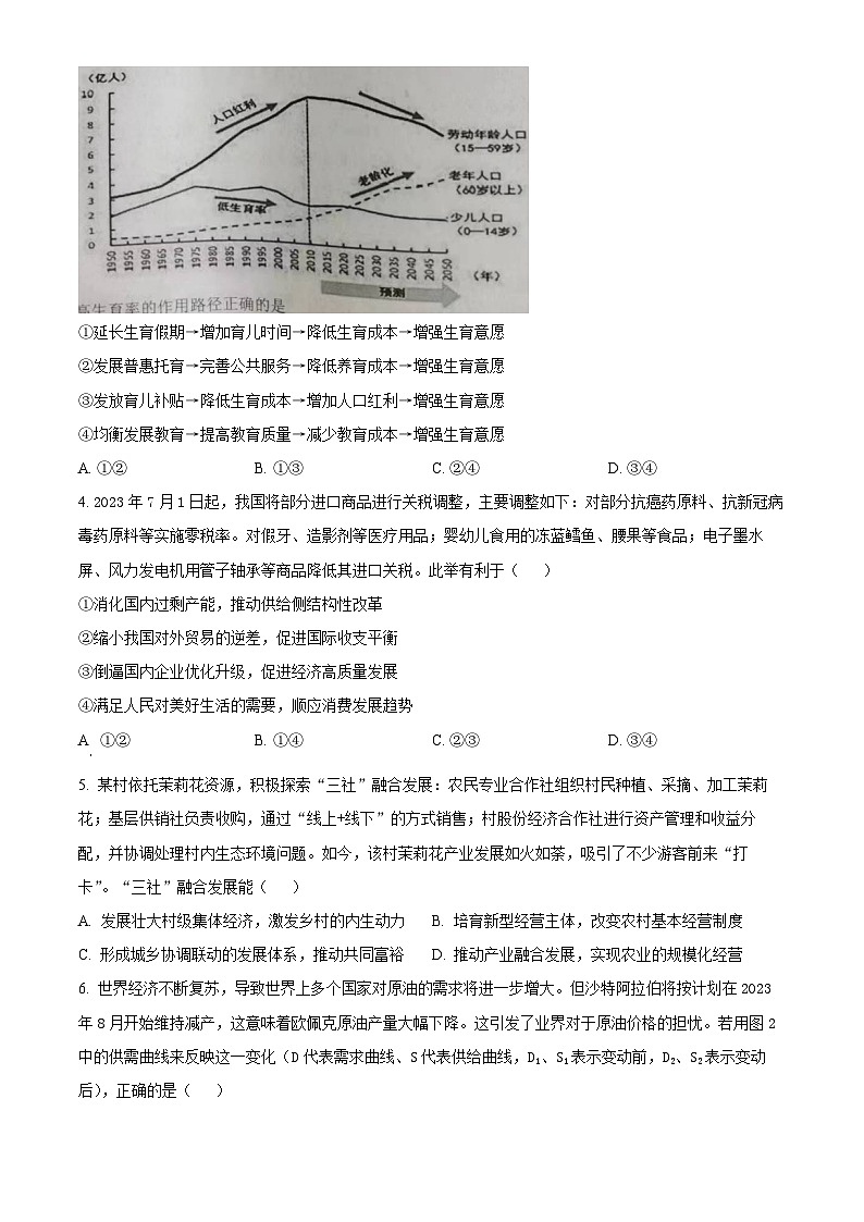 精品解析：江苏省镇江市丹阳市2023-2024学年高三上学期开学考试政治试题（原卷版）第2页