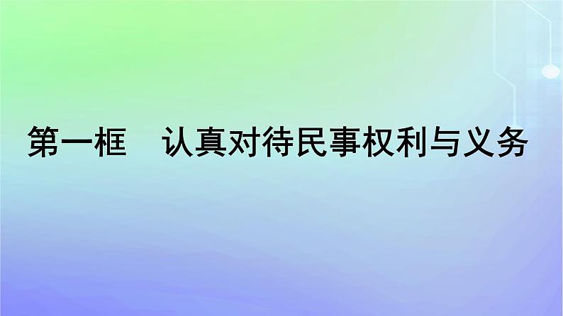 广西专版2023_2024学年新教材高中政治第1单元民事权利与义务第1课在生活中学民法用民法第1框认真对待民事权利与义务课件部编版选择性必修2第1页