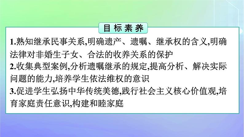 广西专版2023_2024学年新教材高中政治第2单元家庭与婚姻第5课在和睦家庭中成长第2框薪火相传有继承课件部编版选择性必修204