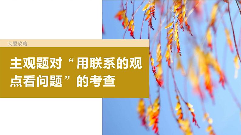 2024届高考政治一轮复习（部编版江苏专用）必修4哲学与文化第二十课课时1大题攻略主观题对“用联系的观点看问题”的考查课件02