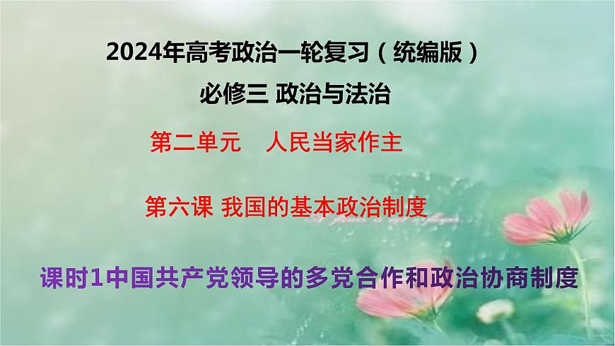 6.1中国共产党领导的多党合作和政治协商制度课件-2024届高考政治一轮复习统编版必修三政治与法治第1页