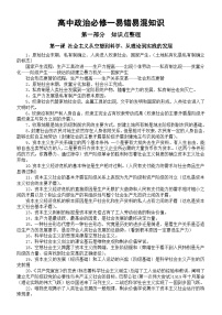 高中政治部编版必修一《中国特色社会主义》易错易混知识（知识点整理+判断改错）