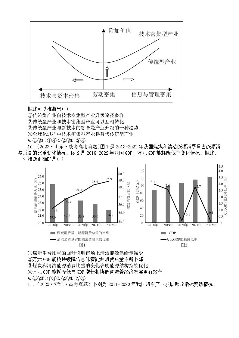 高中政治部编版必修二《经济与社会》高考真题练习（2022-2023年）（附参考答案和解析）第3页