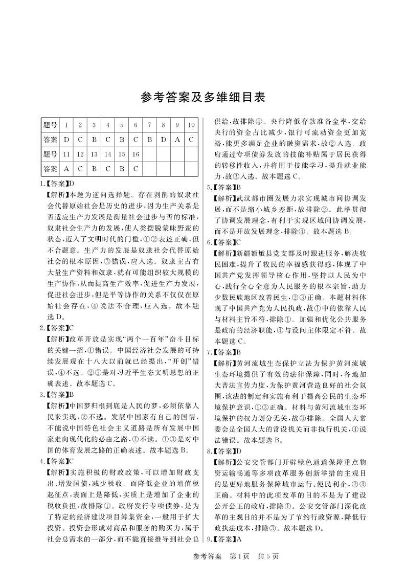 2024安徽省皖东智校协作联盟高三上学期10月联考试题政治含解析01