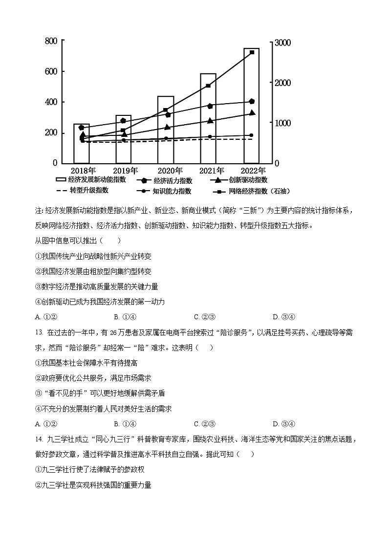 江浙高中（县中）发展共同体2023-2024学年高三上学期10月联考政治试题无答案第3页