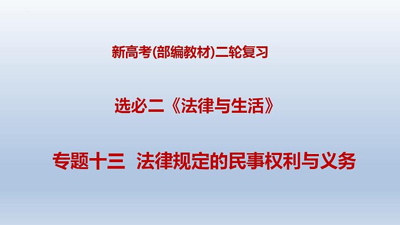 新高考政治二轮复习精品课件专题十三法律规定的民事权利与义务（含解析）01