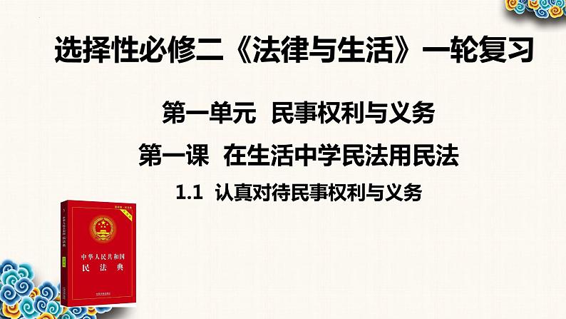 1.1 认真对待民事权利与义务 课件 -2024届高考政治一轮复习统编版选择性必修二法律与生活第1页