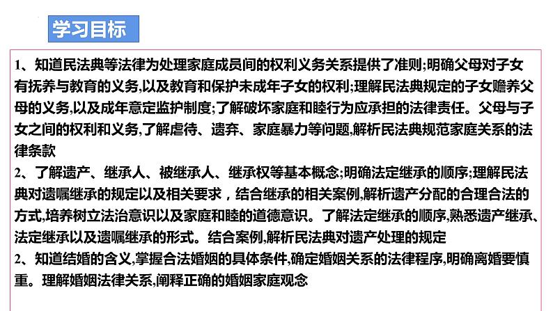 第二单元 家庭与婚姻 课件-2024届高考政治一轮复习统编版选择性必修二法律与生活02