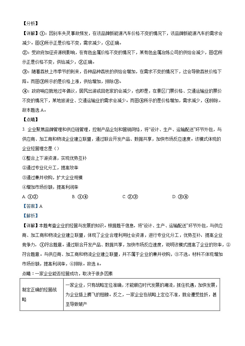 【期中真题】河南省实验中学2021-2022学年高三上学期期中政治试题（解析版）第2页