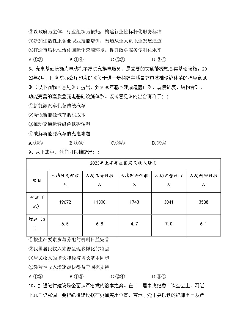 辽宁省名校2023-2024学年高二上学期10月份联合考试政治试卷(含答案)第3页