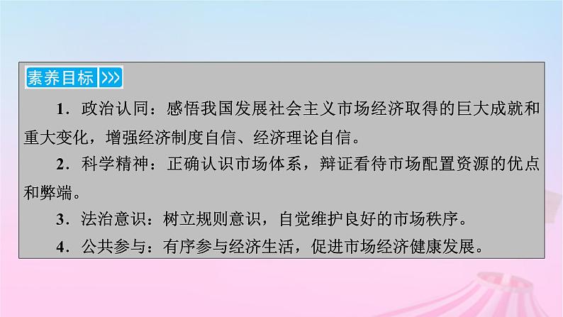 新教材适用2023_2024学年高中政治第1单元生产资料所有制与经济体制第2课我国的社会主义市抄济体制第1框使市场在资源配置中起决定性作用课件部编版必修206