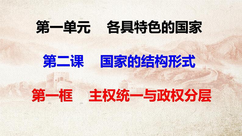 2.1主权统一与政权分层课件-2023-2024学年高中政治统编版选择性必修一当代国际政治与经济第1页