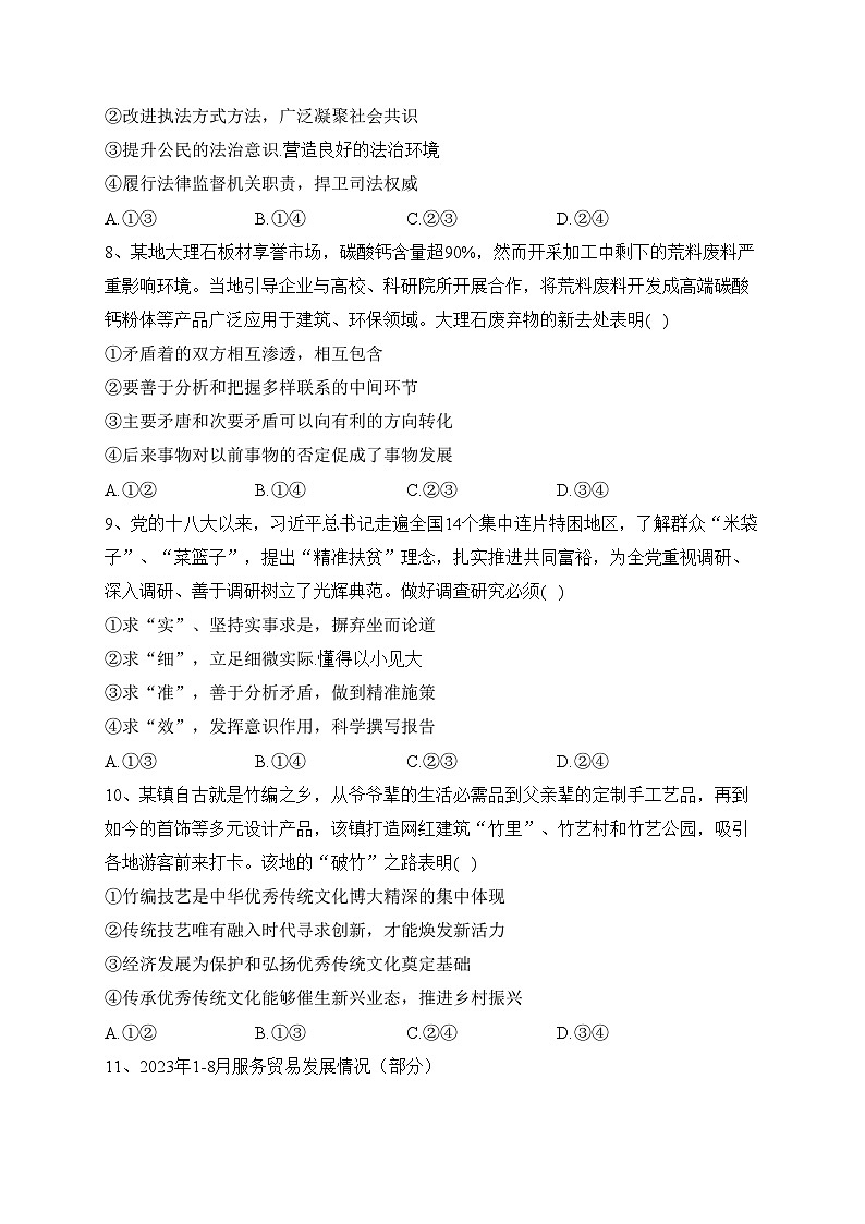 湖南省湘东九校2024届高三上学期11月联考政治试卷(含答案)第3页