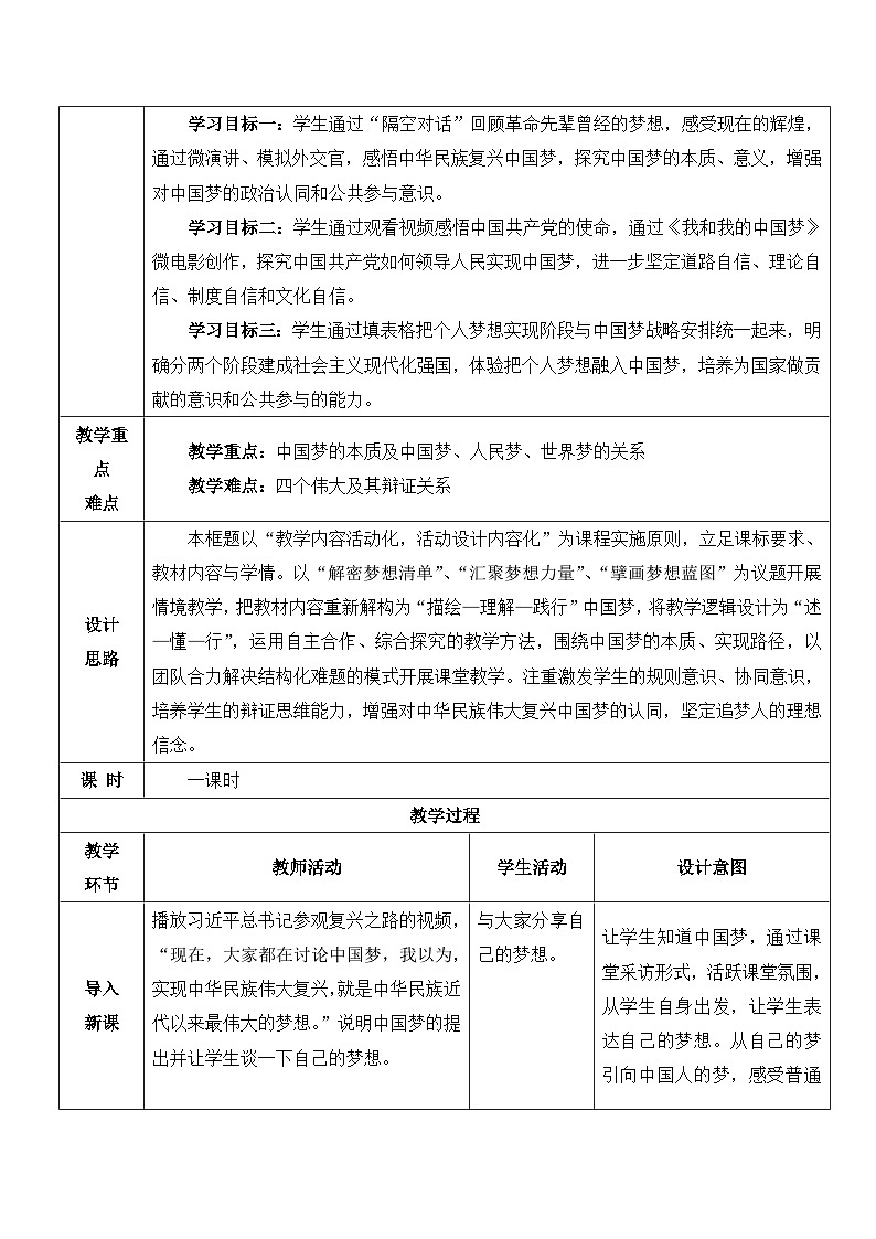 实现中华民族伟大复兴的中国梦 教学设计第2页
