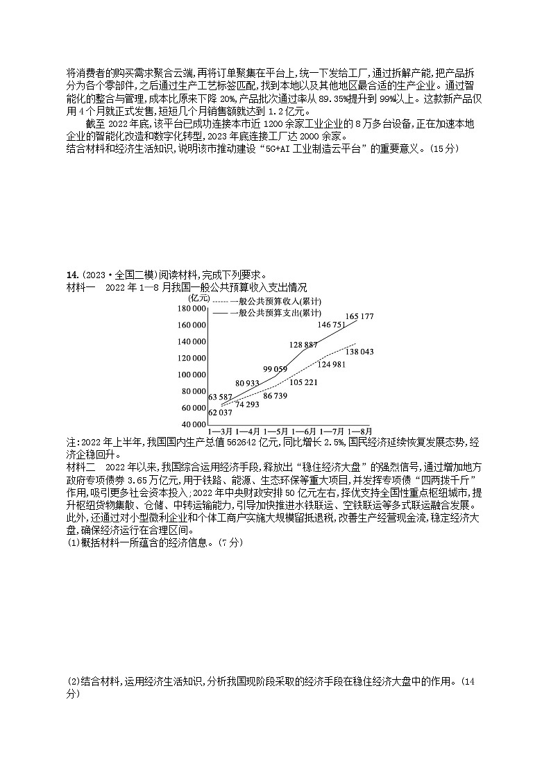 适用于老高考旧教材2024版高考政治二轮复习专题突破练专题4推动经济高质量发展（附解析）第3页