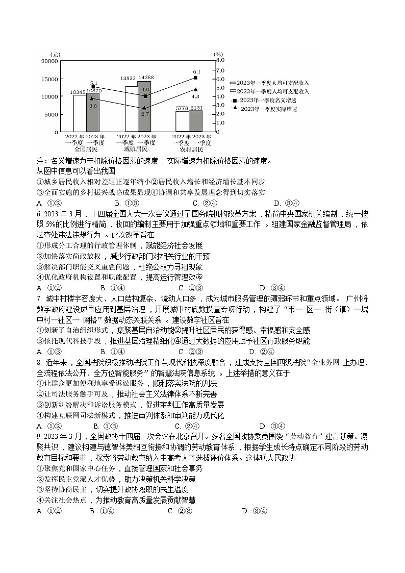 2024届广东省六校高三上学期9月联合摸底考试政治试卷含答案02