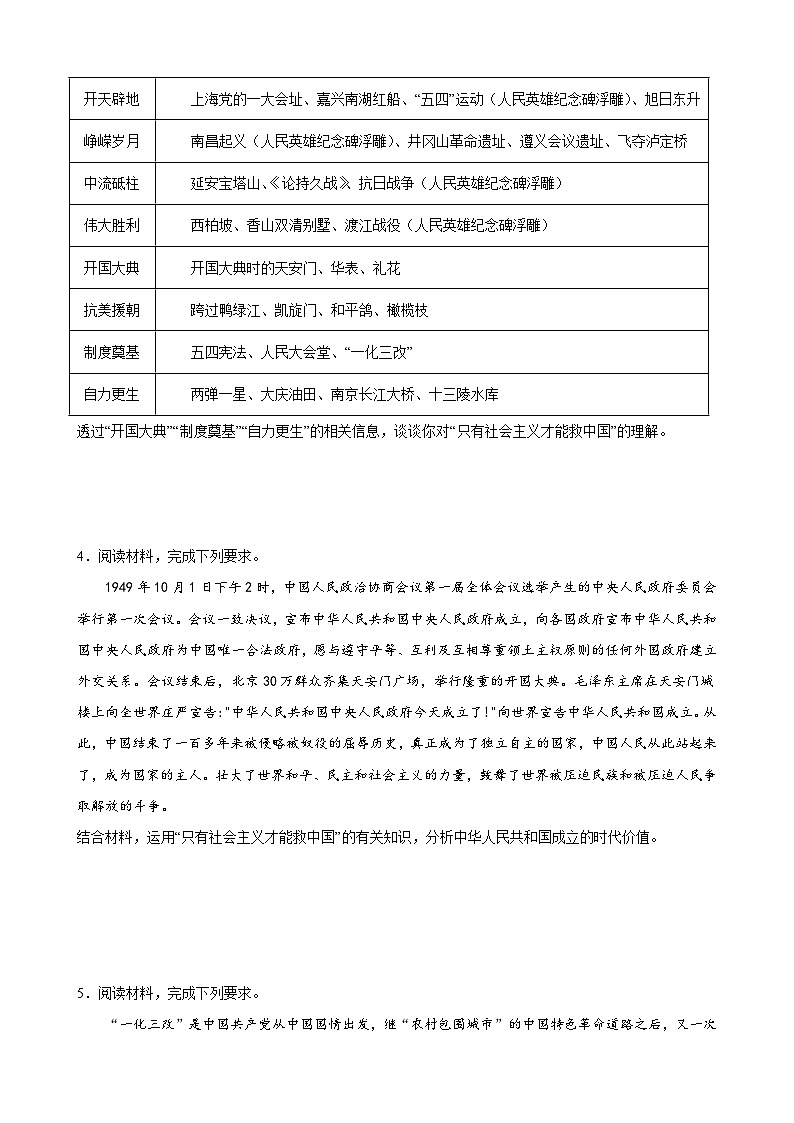 【学考复习】（统编版）2023-2024学年高中政治学业水平 专题训练 必修一《中国特色社会主义》（ 主观题20道）03
