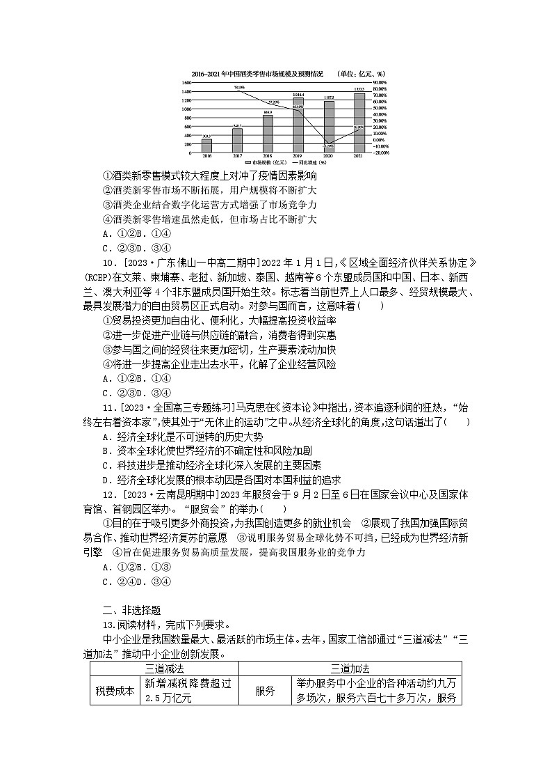 统考版2024高考政治二轮专题复习专题练4宏观经济政策第3页